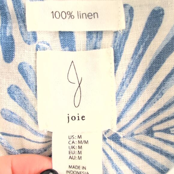 Joie 100% Linen Button Down Shirt Women's Med CoastalCowgirl Nautical Boho - Picture 3 of 9